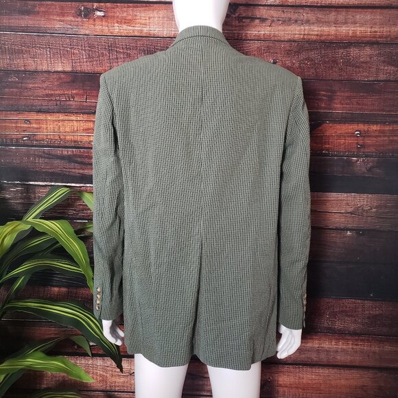 NWOT GAP Mens Large Olive Green Check Blazer Jacket Seersucker Sport Coat - Picture 3 of 10